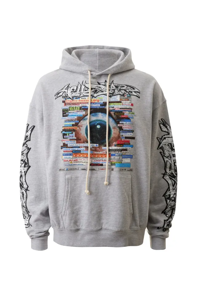 Hellstar Links hoodie grå oversized fleece