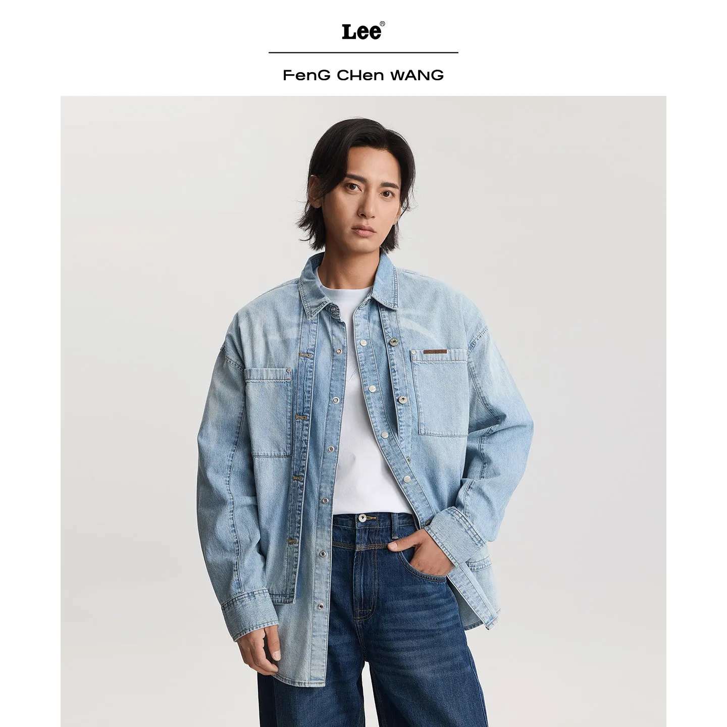 Lee x Feng Chen Wang denimskjorte herre langærmet