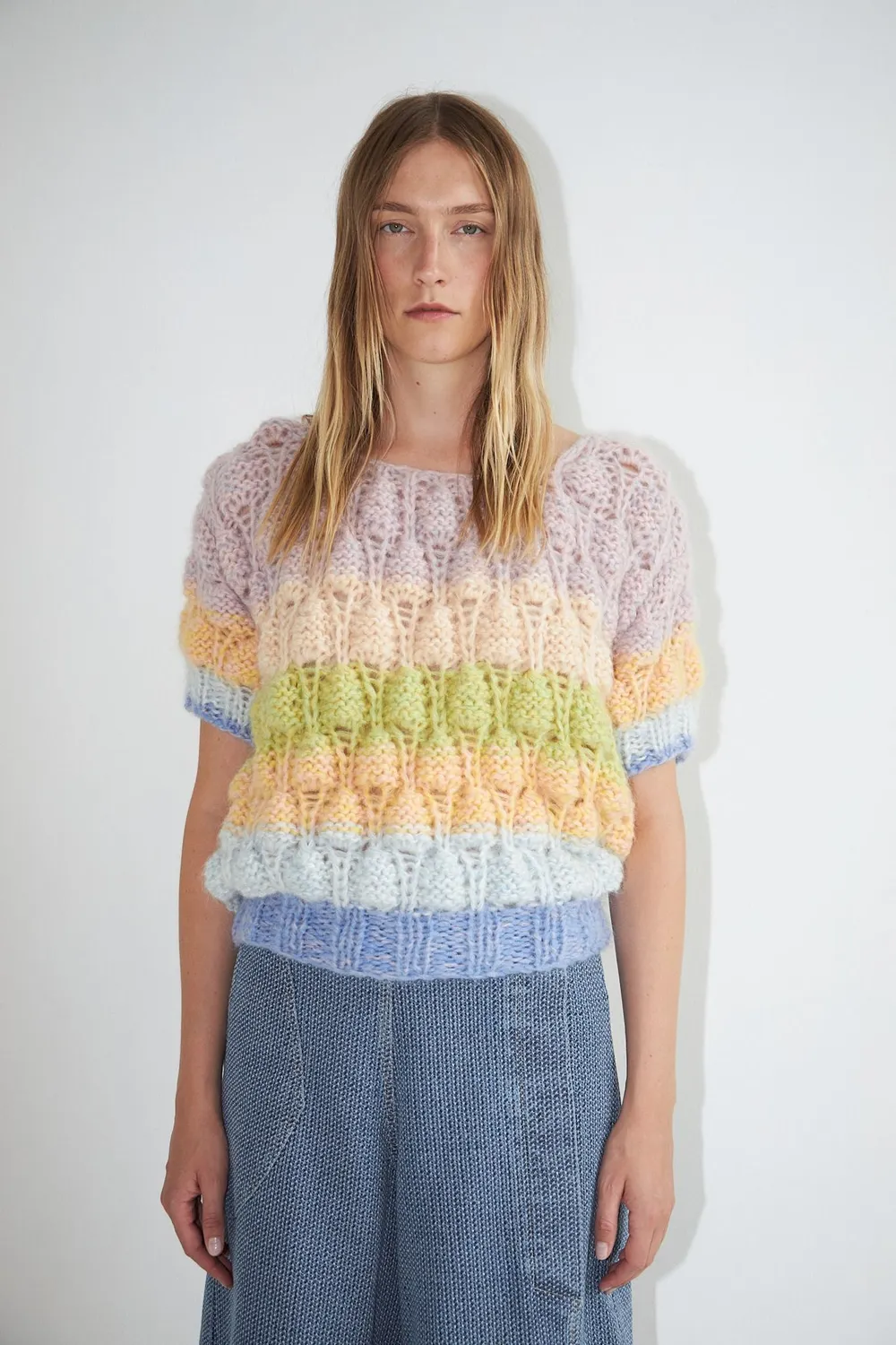 DAWNXDARE Acacia Rainbow strik pistaccio boblemønster