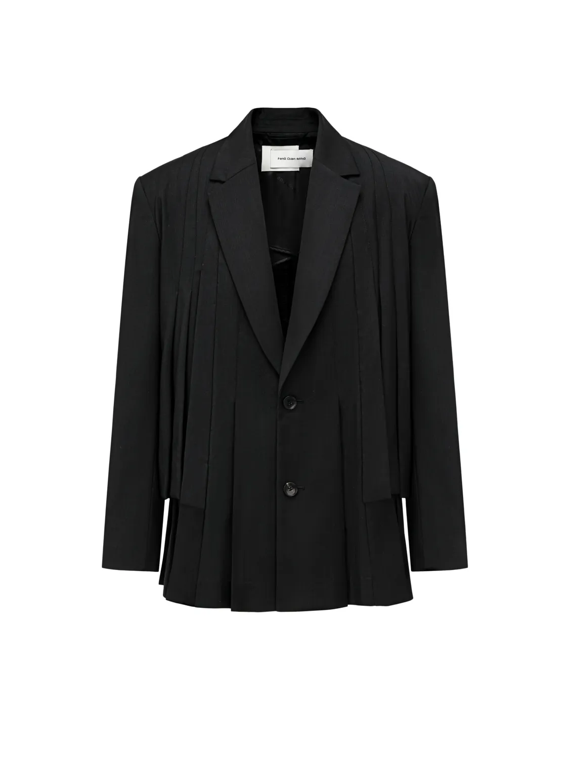 Feng Chen Wang Irregular Pleats blazer løs uld