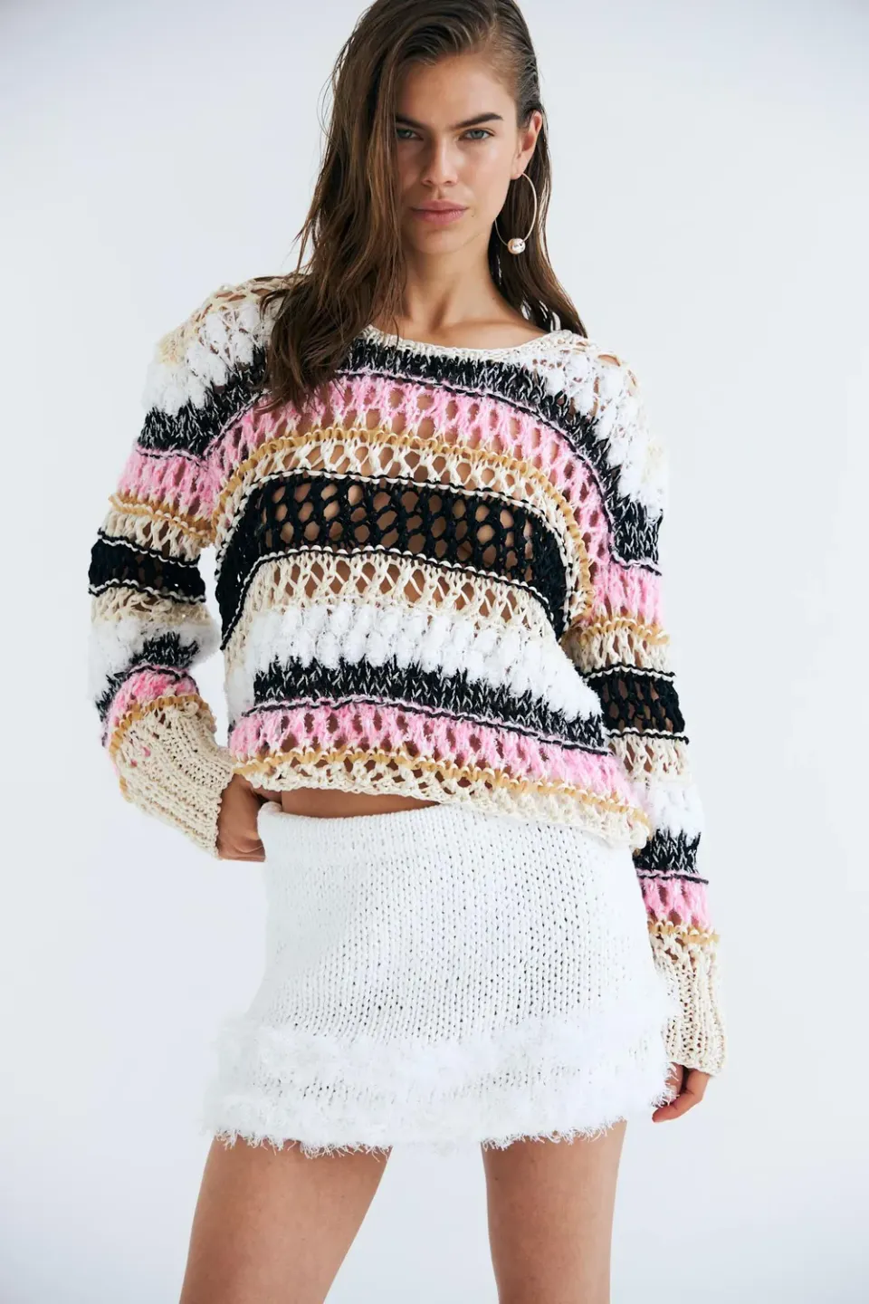 DAWNXDARE ELOISE strikpullover 920 pink multi hulmønster