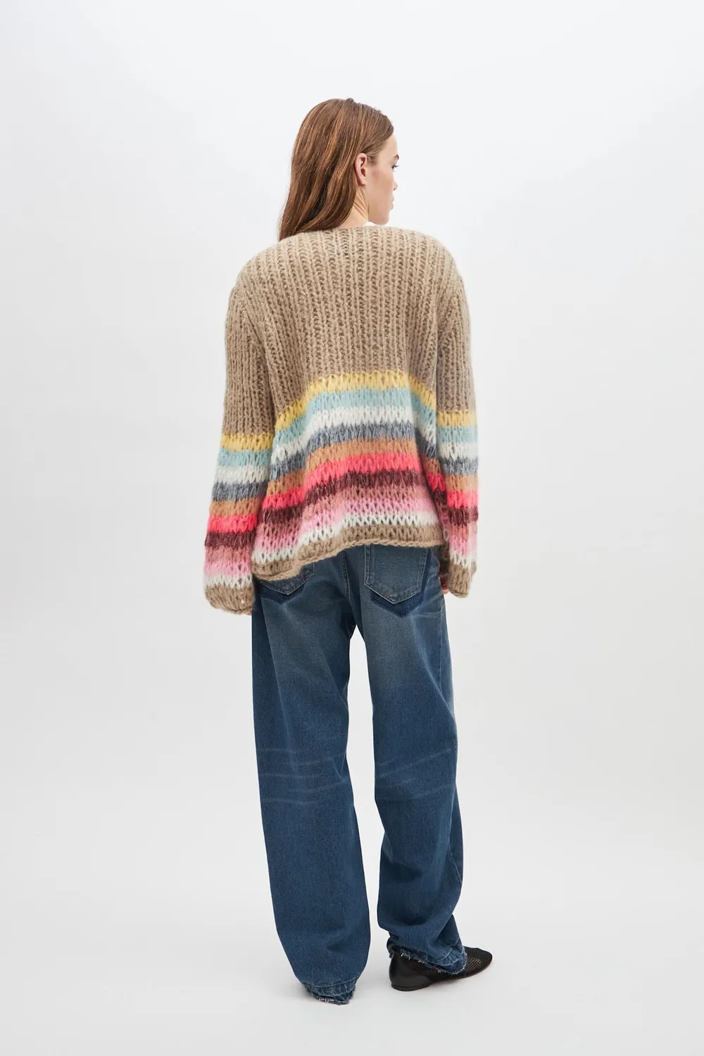 DAWN x DARE Fallulah 992 Peat Multi cardigan beige mohair