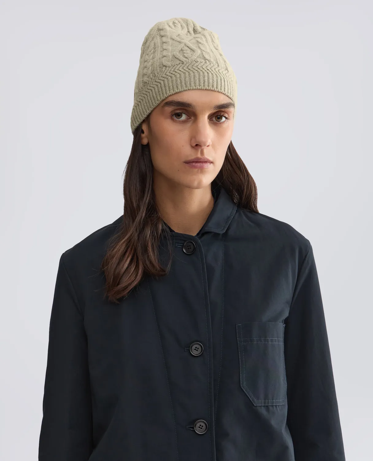 Aspesi Wool Yak hue grøn cable strik