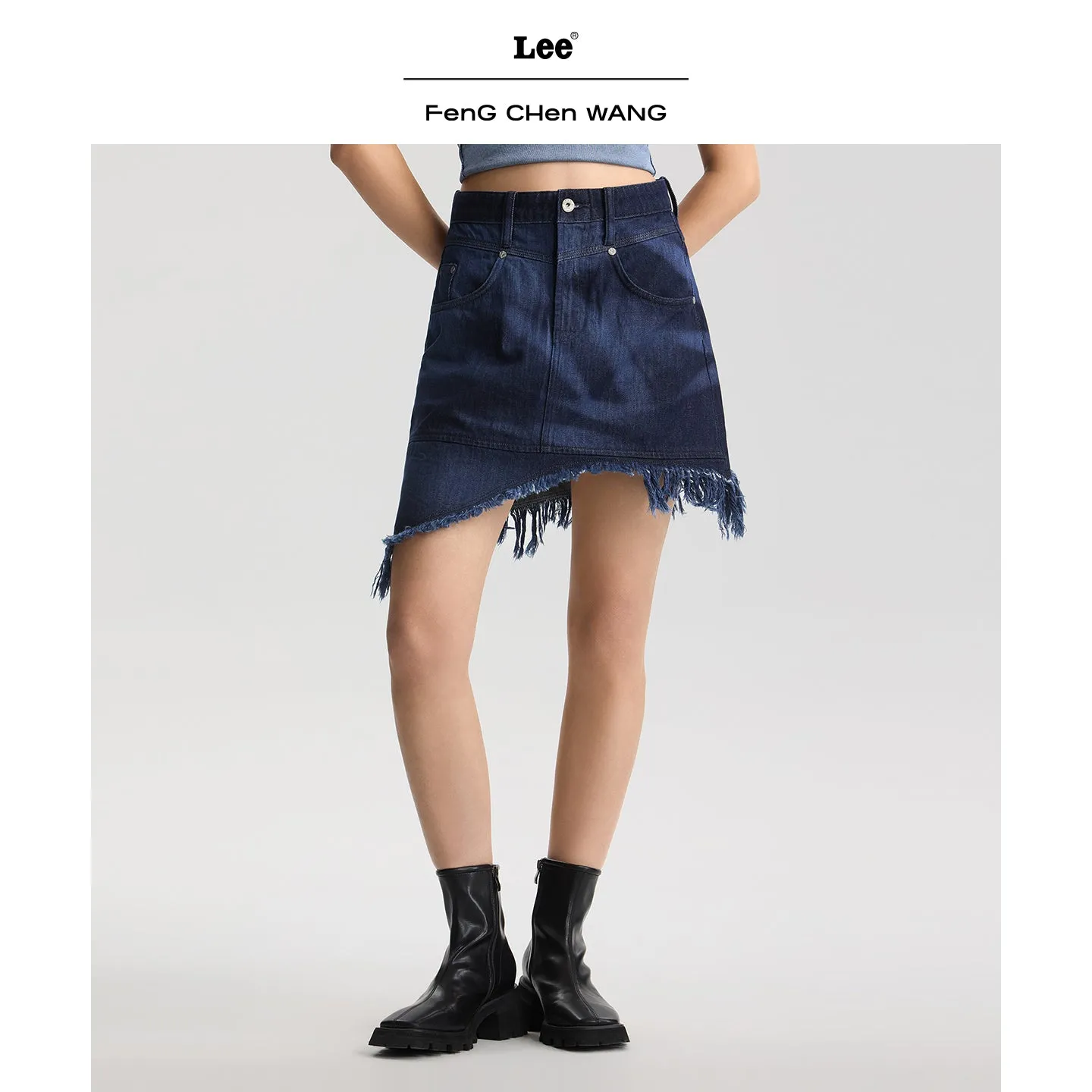 Lee x Feng Chen Wang Women denimnederdel mørk asymmetrisk