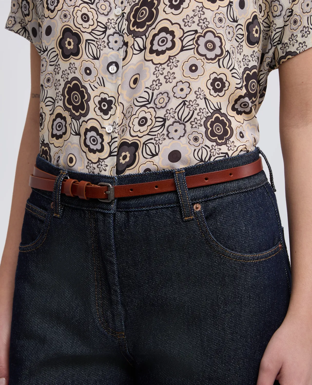 Aspesi læderbælte dame tan smalt 1,5 cm