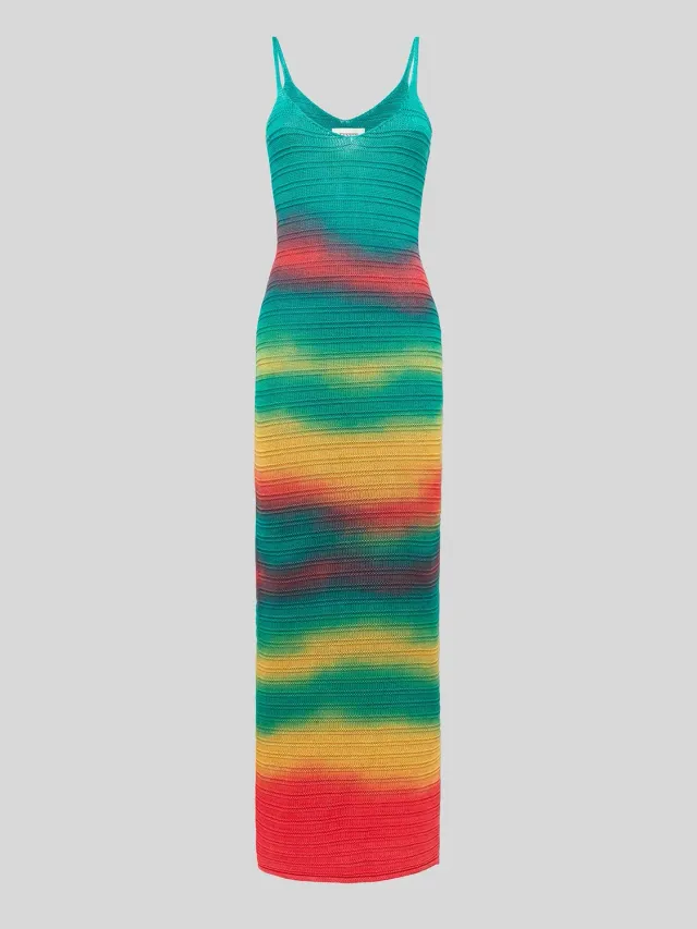 Laneus rainbow strikkjole multicolour bomuld