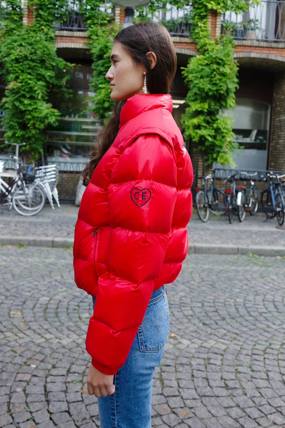 Caro Editions Puffer Nylon Feather Red dynejakke rød