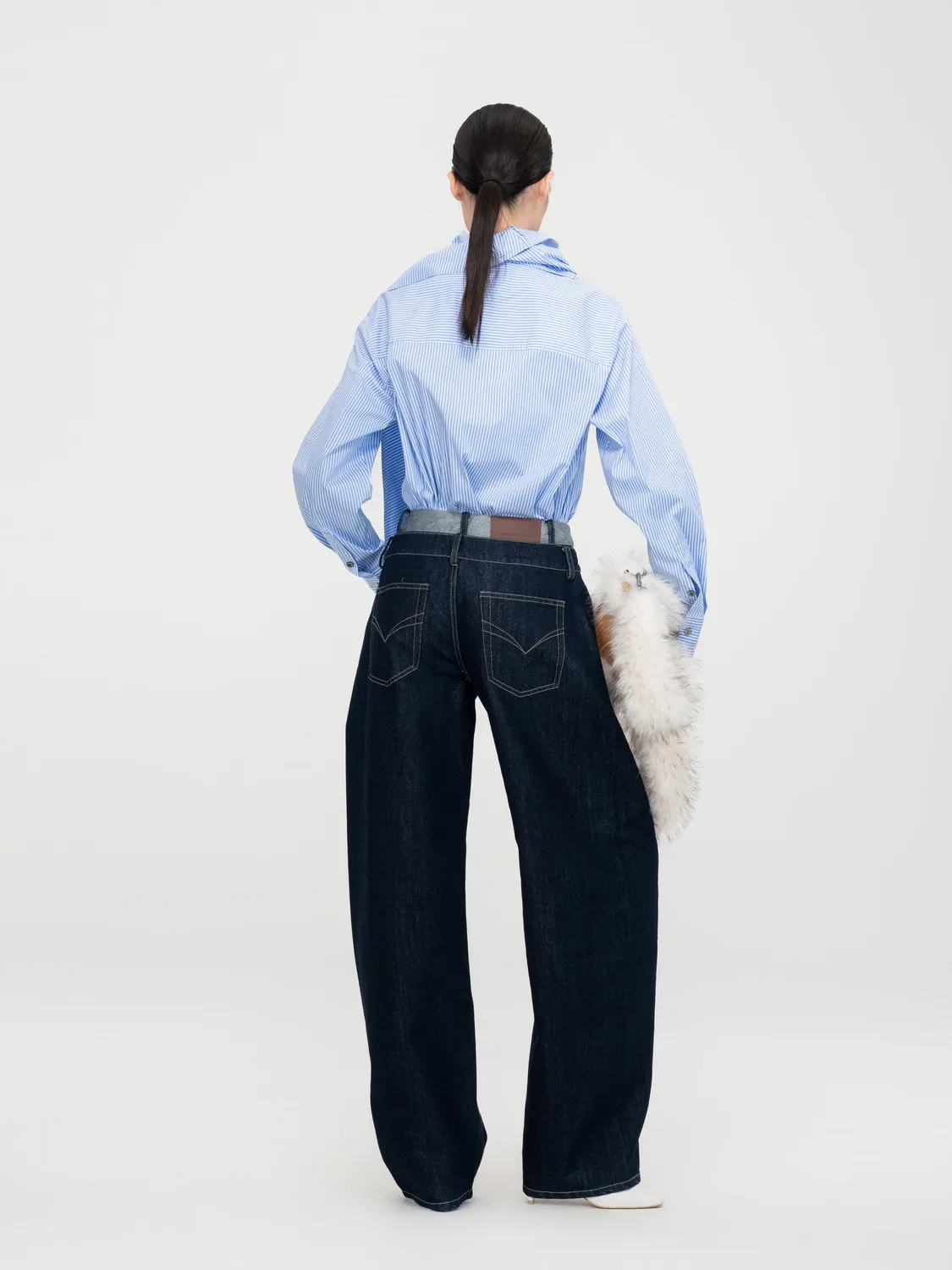 Feng Chen Wang Double Waistband jeans navy