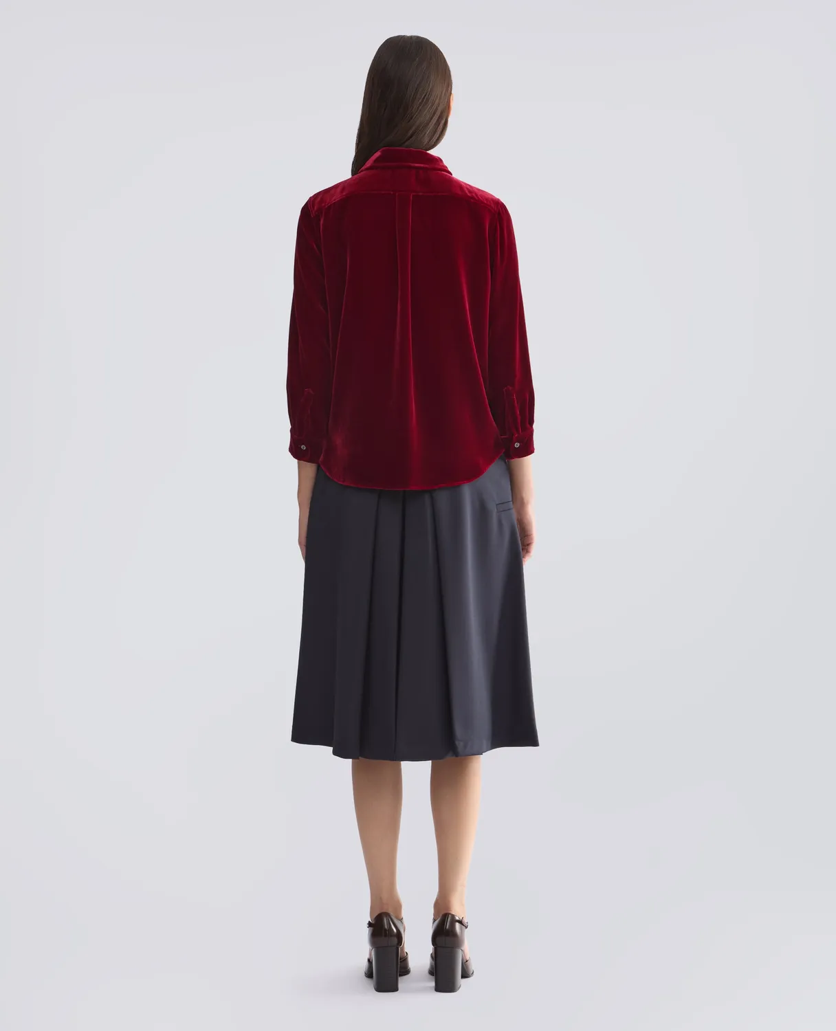 Aspesi mønstret viskose-silke skjorte bordeaux 7/8 ærme
