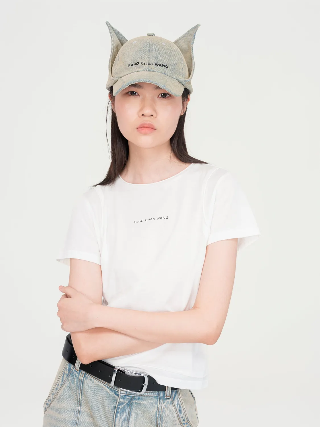 Feng Chen Wang 2 in 1 t-shirt med rå kant