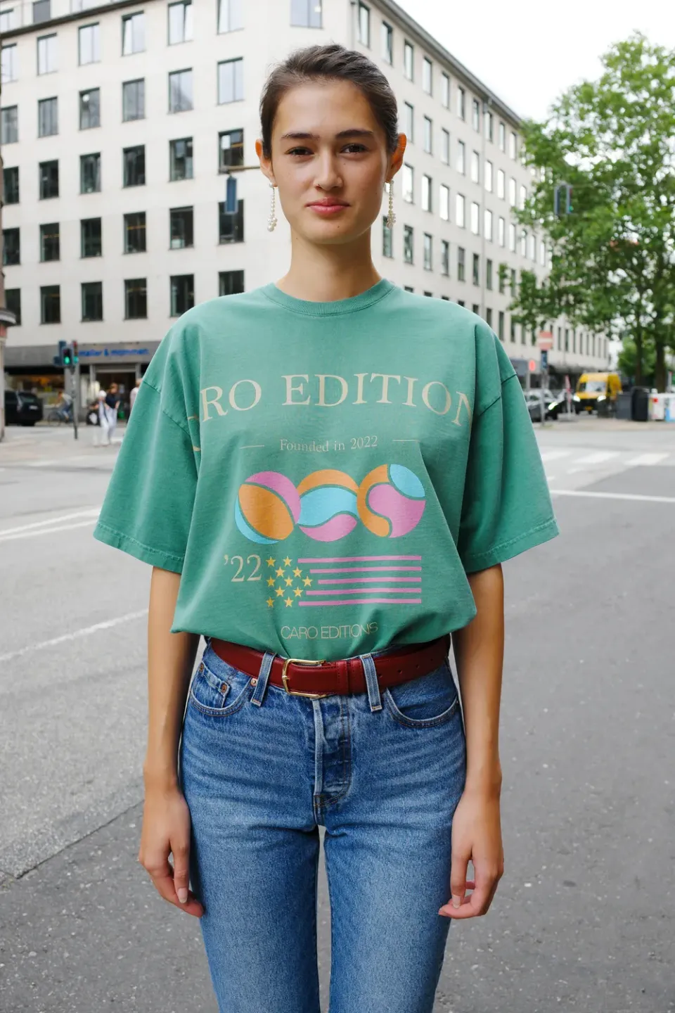 Caro Editions Freddy t-shirt washed green tennis økologisk