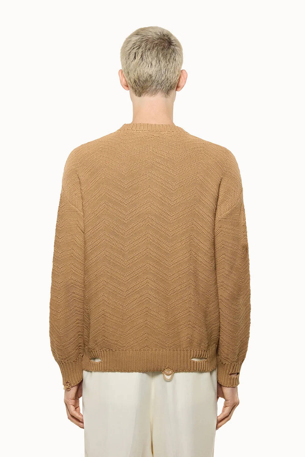 Laneus Chevron sweater camel bomuld herre