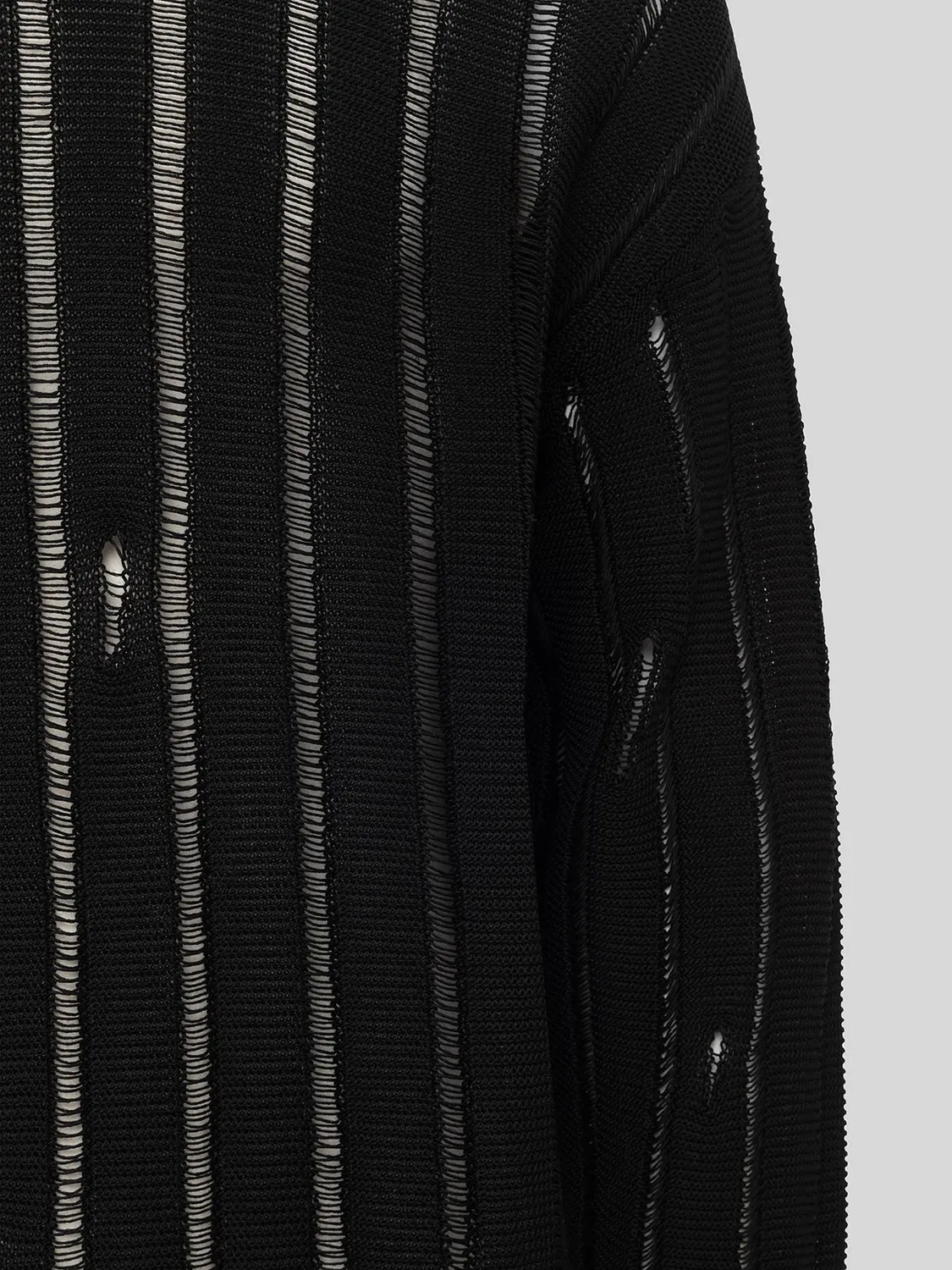 Laneus Destroyed Crew Neck striktrøje sort økologisk bomuld