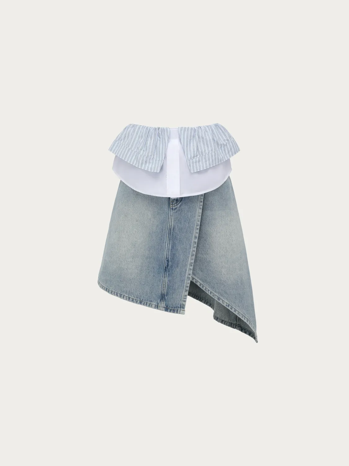 Feng Chen Wang 2-in-1 Colorblock Denimnederdel grå vask