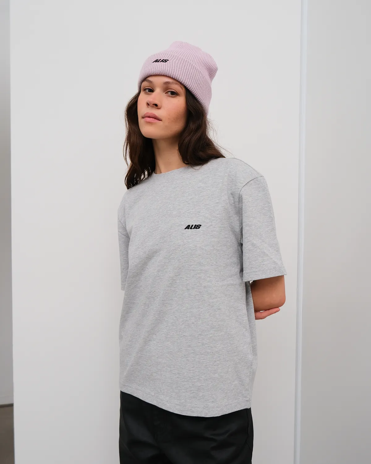 Alis Torey cropped t-shirt gråmeleret bomuld