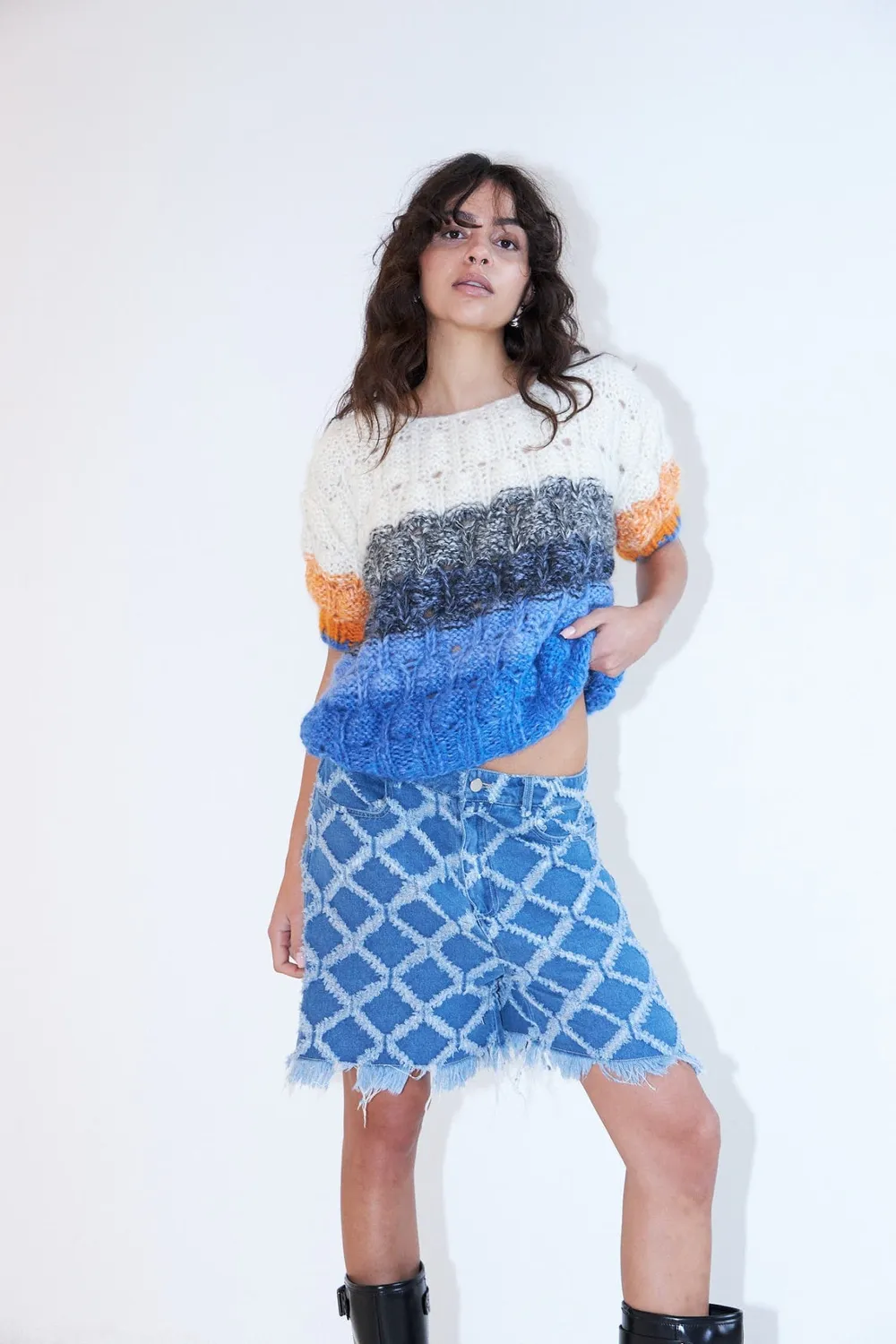 DAWNXDARE ACACIA SHADE 925 strikbluse deia blue