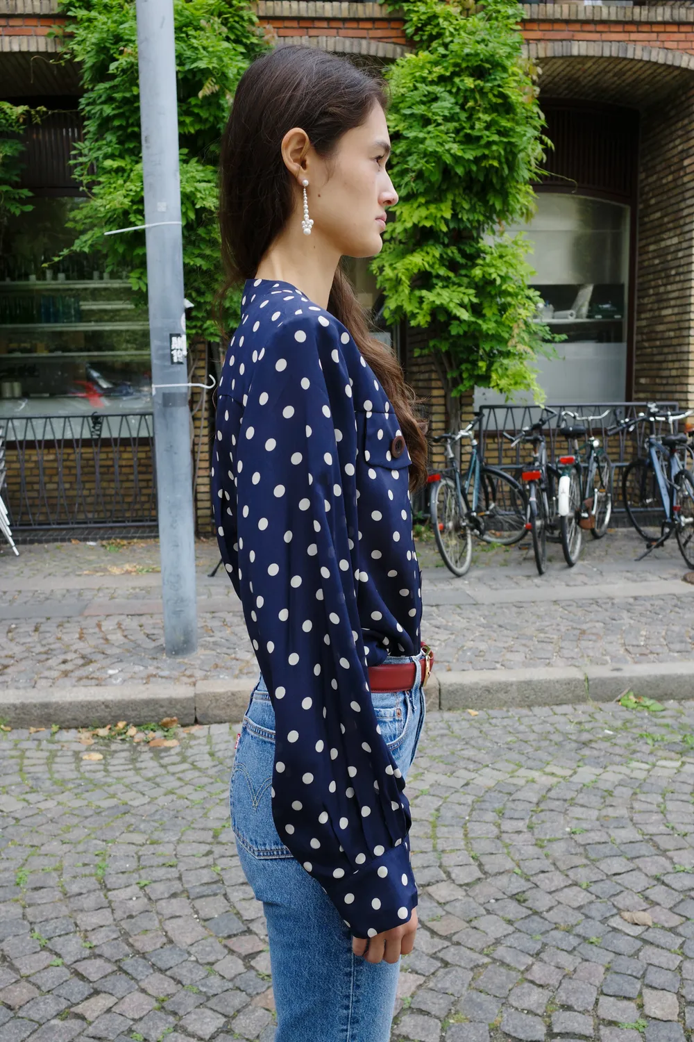 Caro Editions Maja skjorte Navy Dots silke