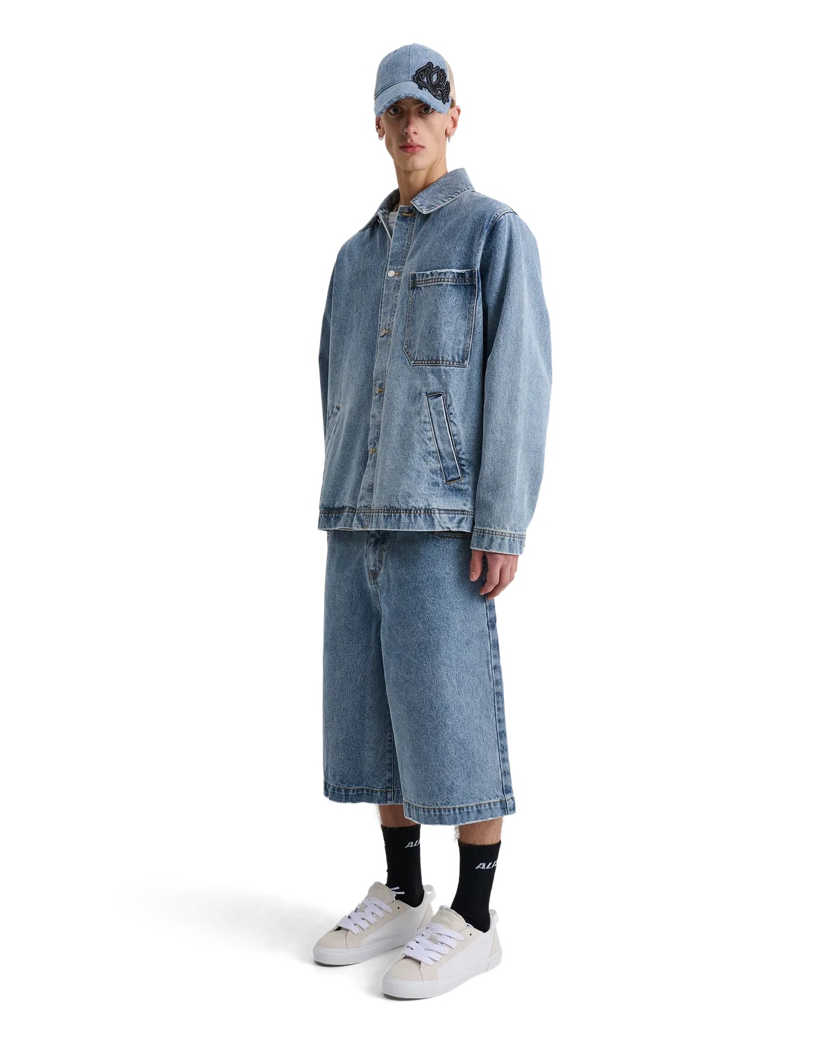 Alis Viren arbejdsjakke Washed Light Blue bomuld