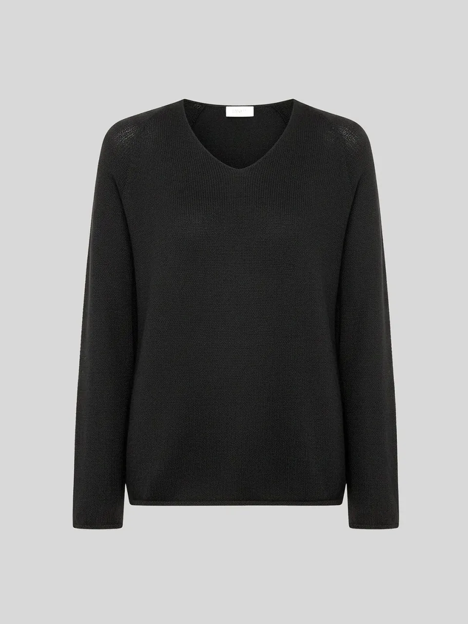 Laneus V-Neck Sweater striktrøje sort bomuld