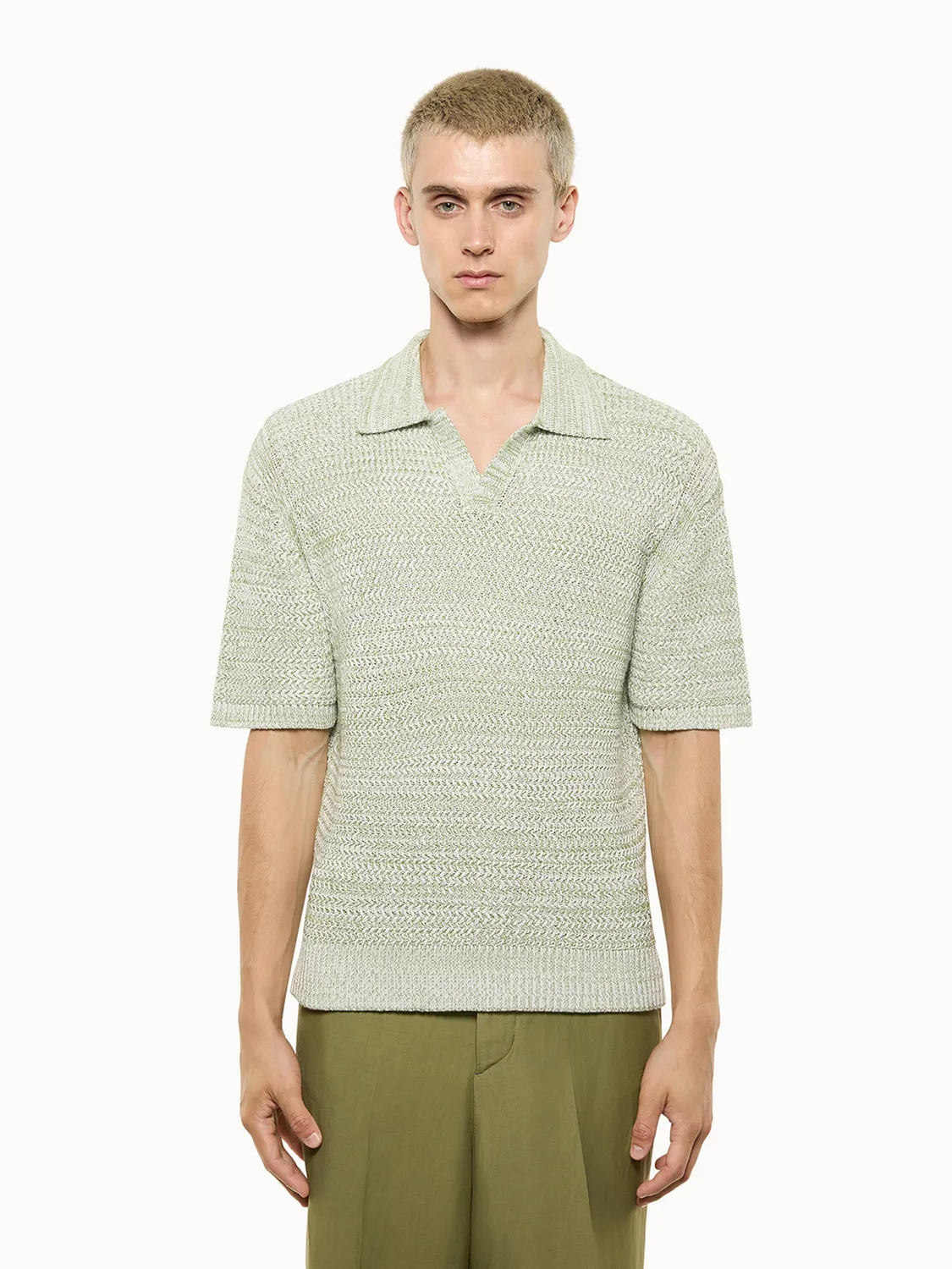 Laneus Knitted Polo strikpolo military green bomuld