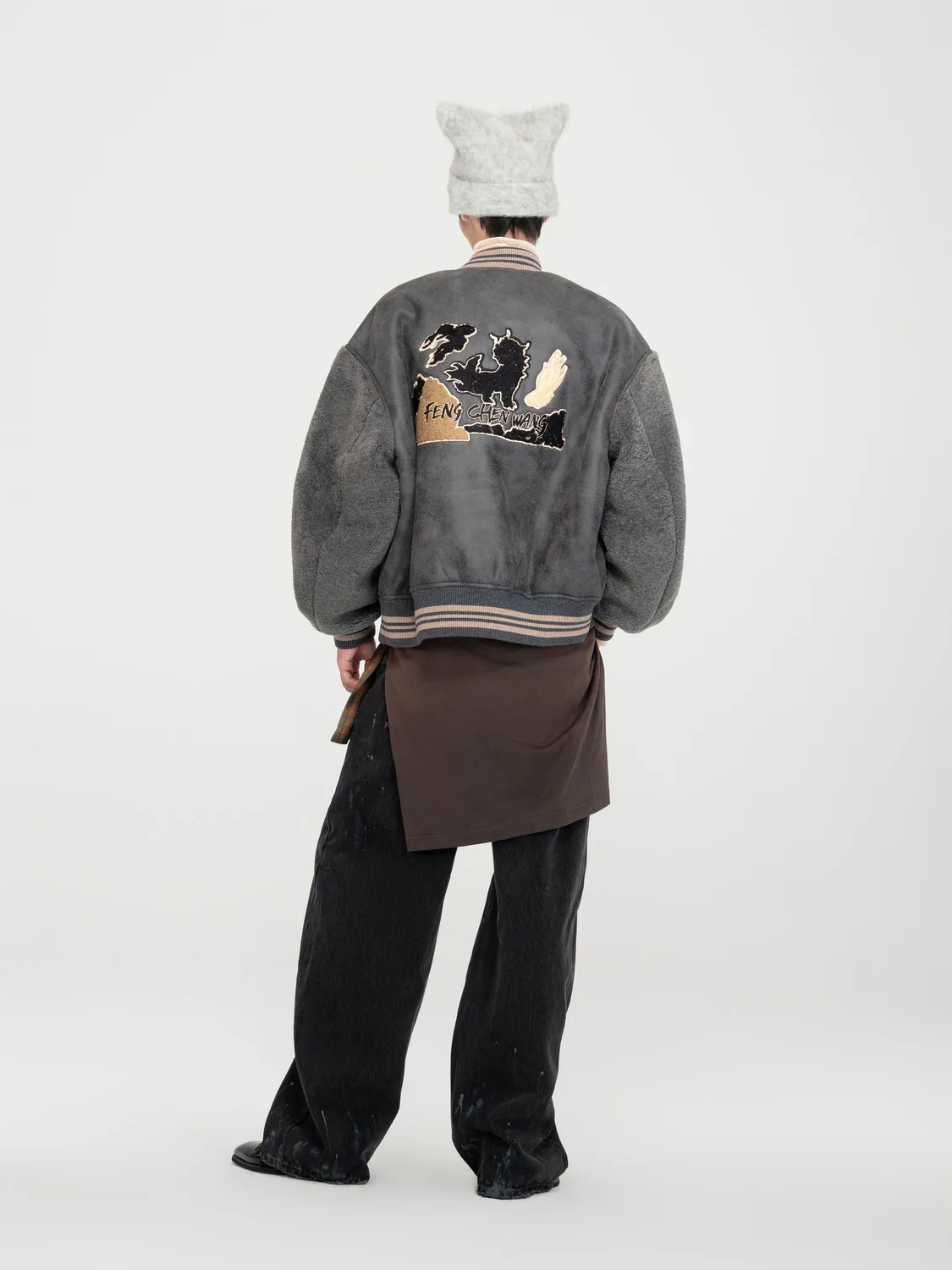 Feng Chen Wang Faux Shearling Bomber jakke patch