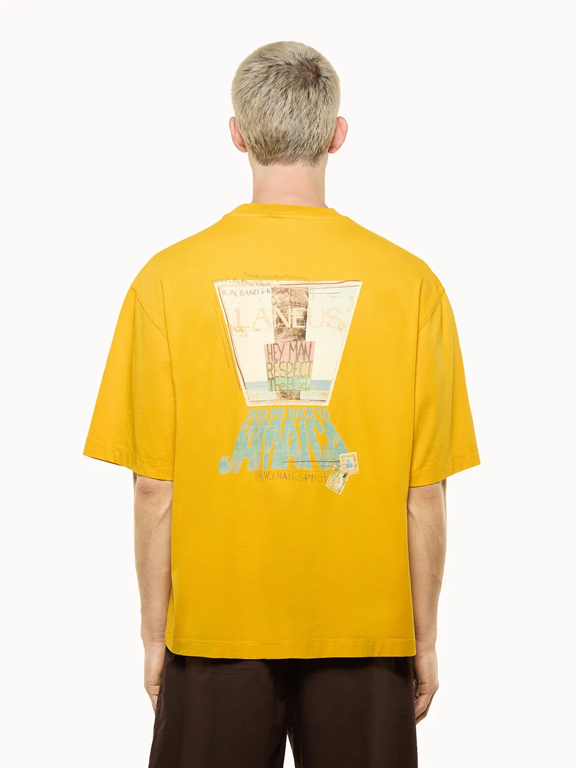 Laneus Oversized Jersey t-shirt saffron bomuld-print