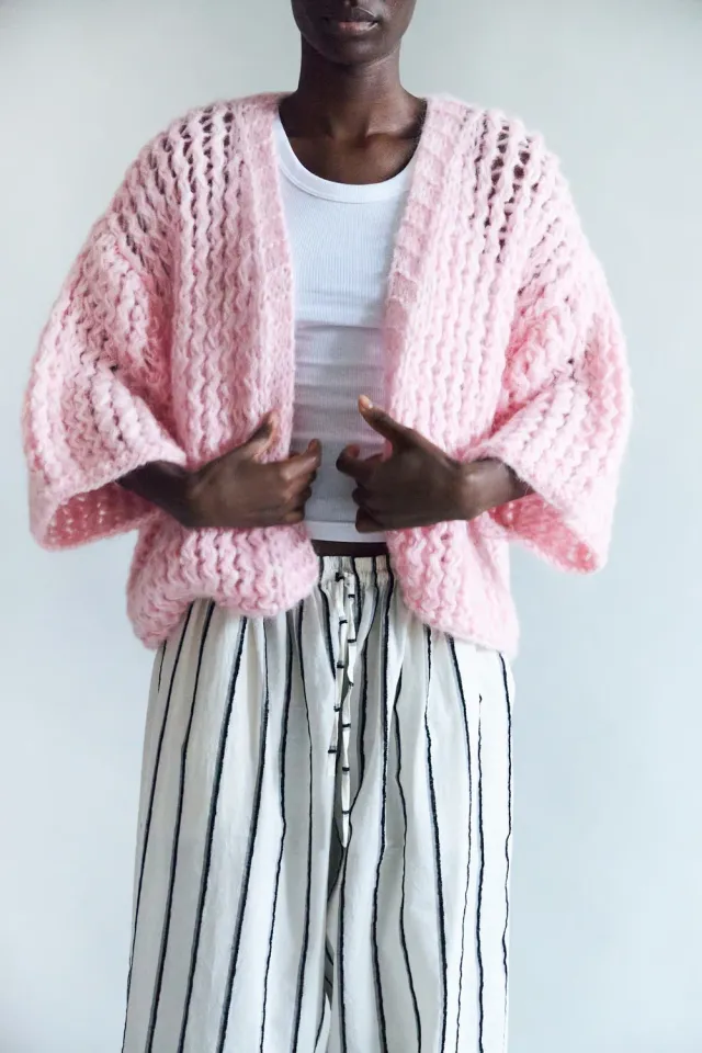 DAWNXDARE JULIA 219 strikcardigan super pink
