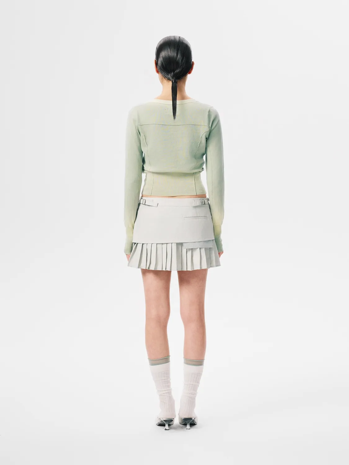 Feng Chen Wang Sandwashed Knit Cardigan strikcardigan celadon