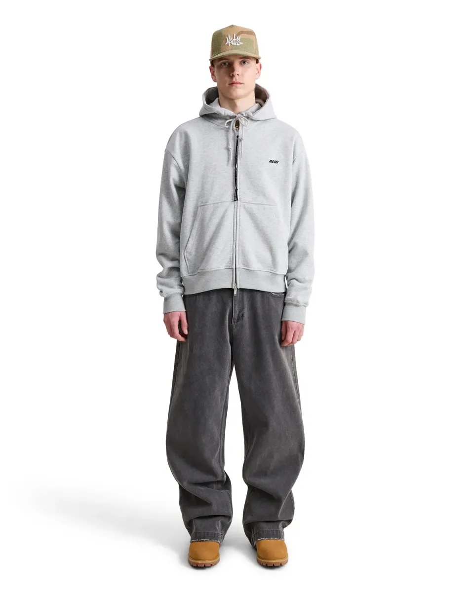 Alis Aaron hoodie med lynlås Grey Melange bomuld