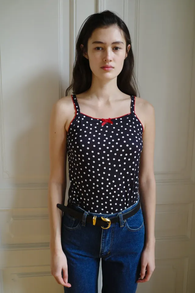 Caro Editions Tank Top jersey sort prikket elastan
