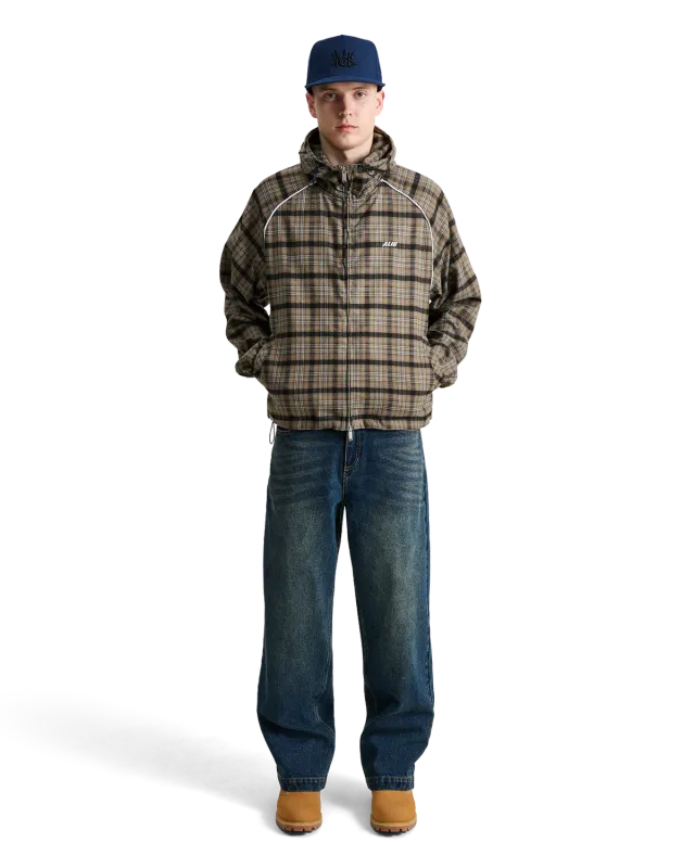 Alis Orby Hooded Jacket jakke Sand Blue Tartan oversize