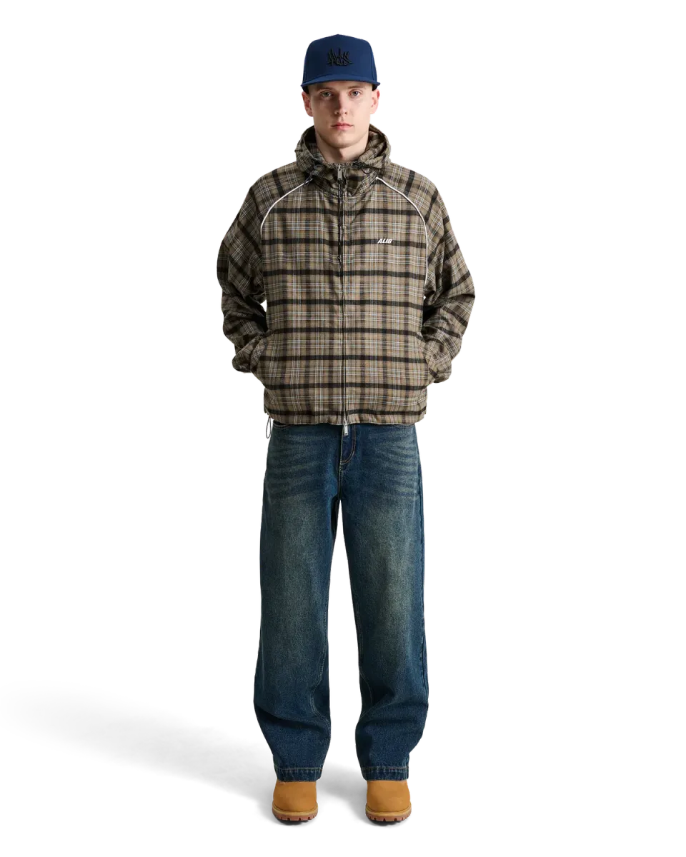 Alis Orby Hooded Jacket jakke Sand Blue Tartan oversize