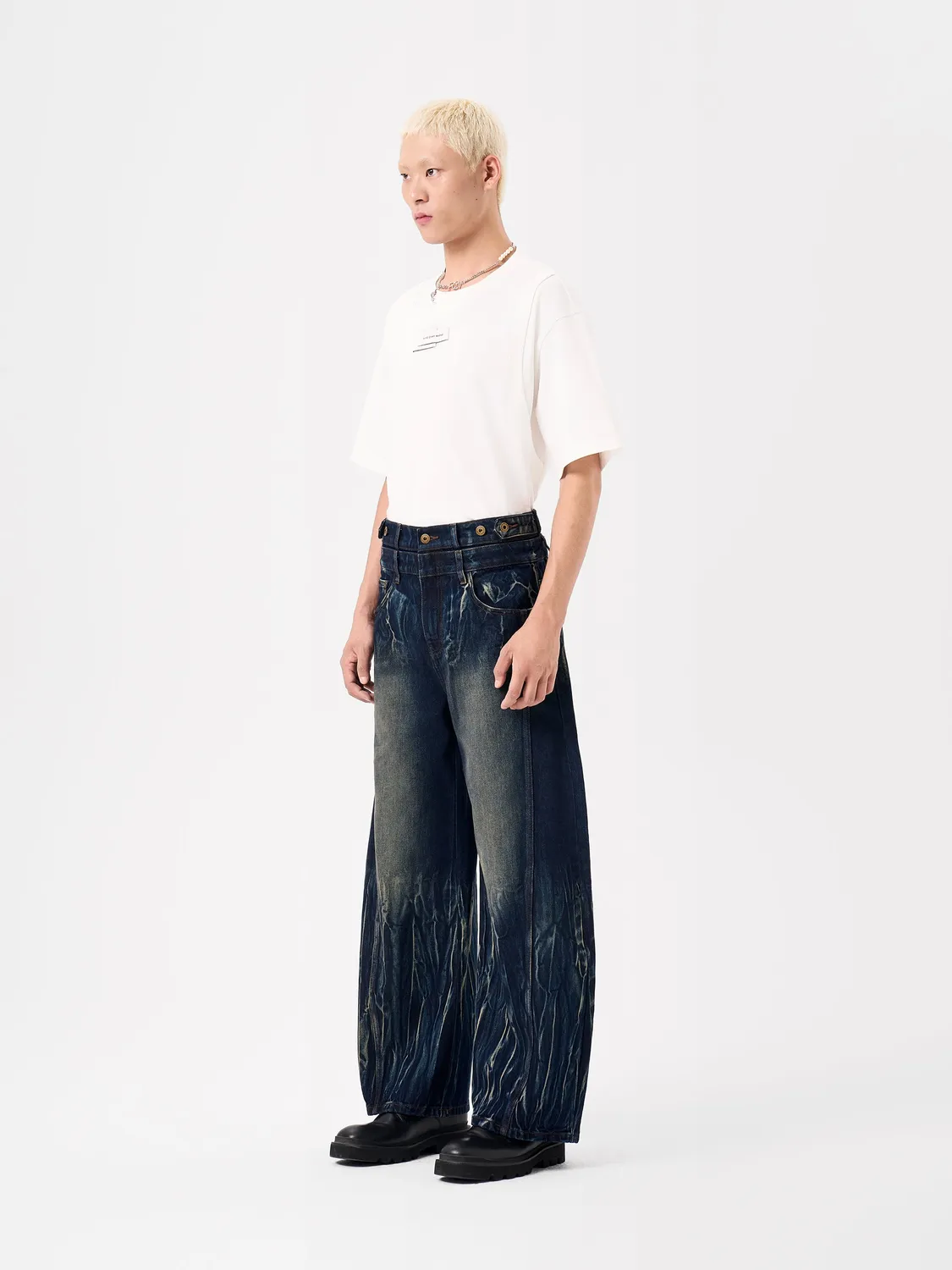Feng Chen Wang Gradient Tie-Dye Jeans wide leg dobbelt talje