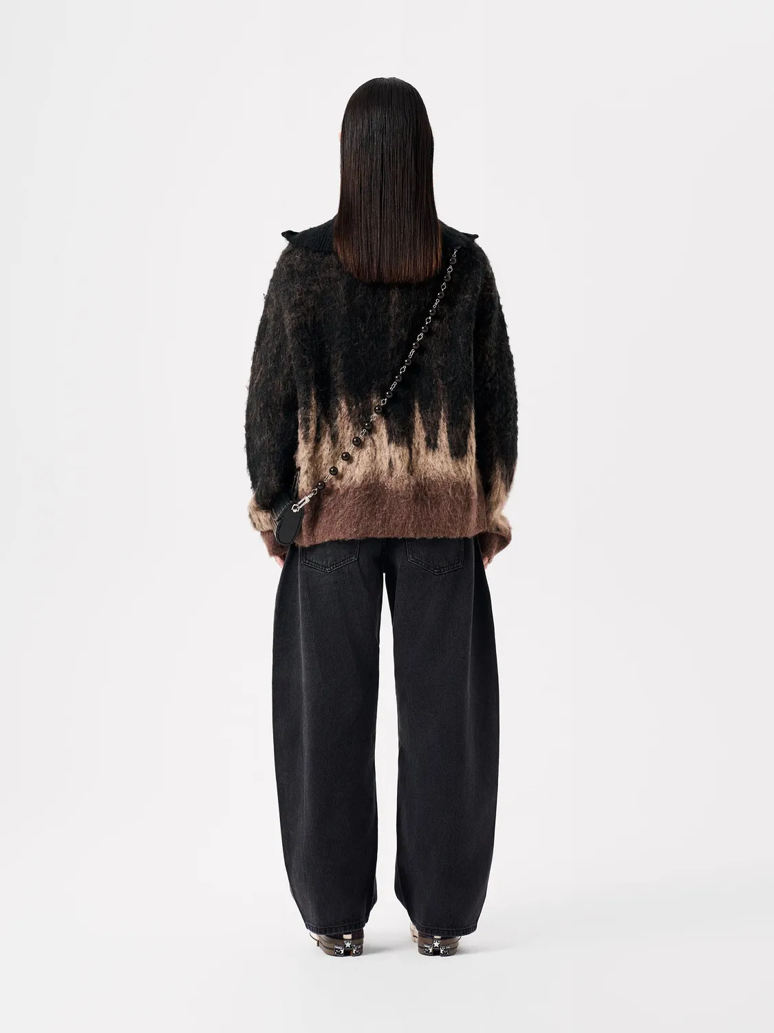 Feng Chen Wang Jacquard Knit Zip-Up Cardigan brun