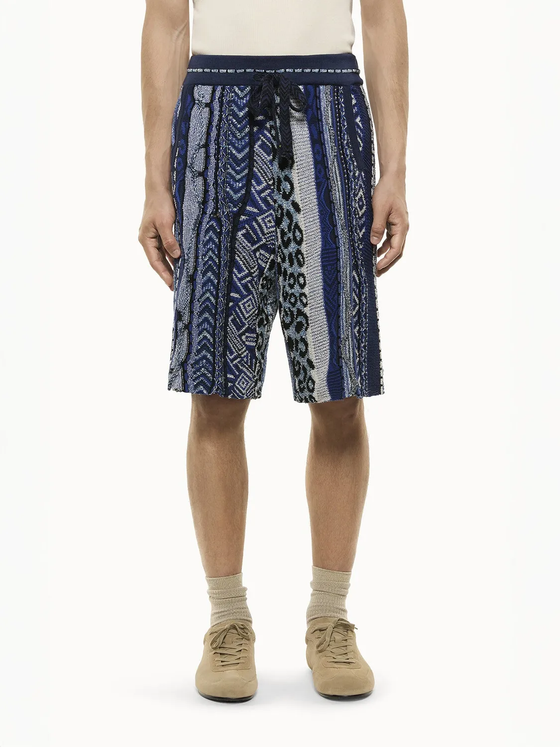 Laneus Multi-Thread Jacquard bermudashorts blå bomuld