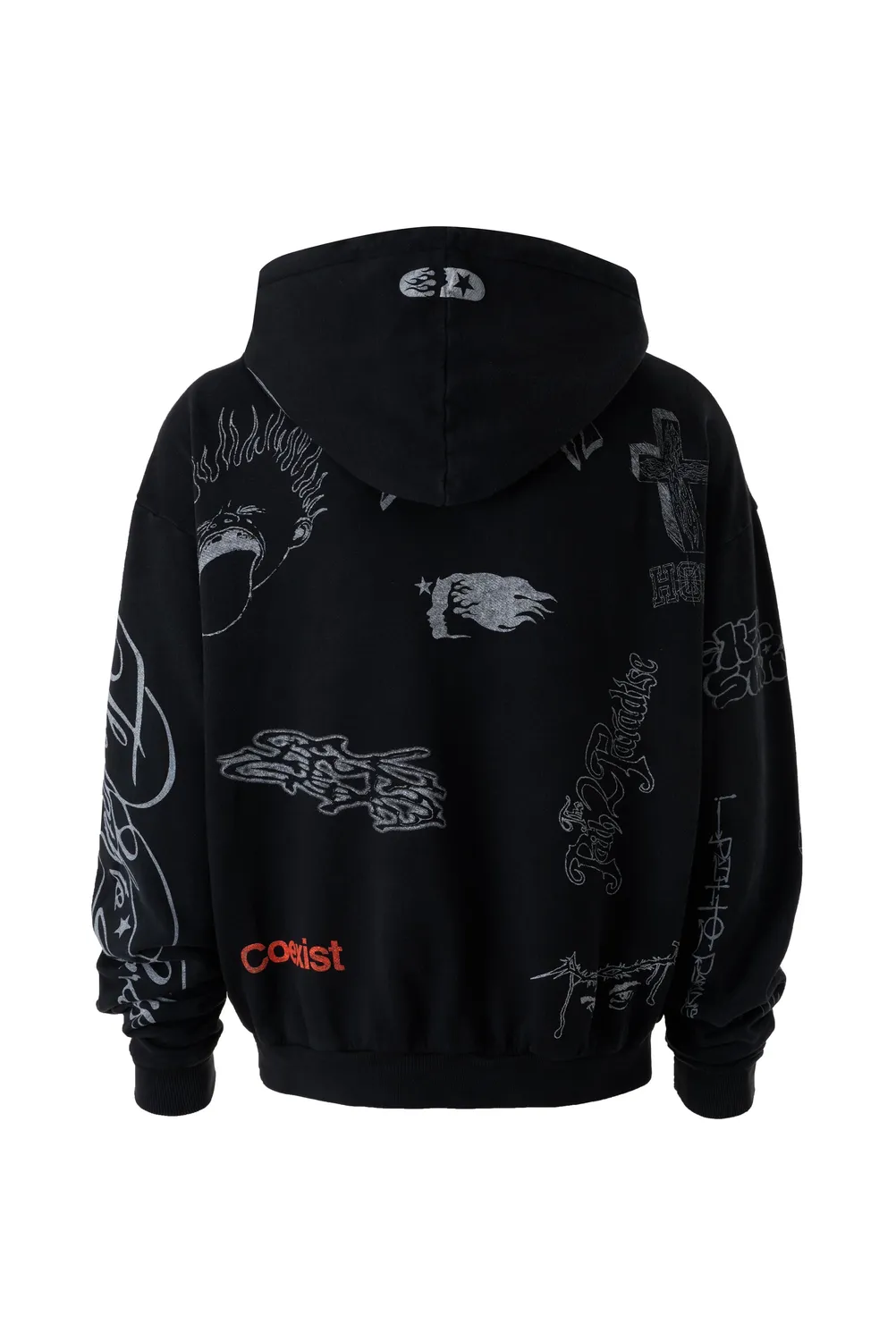 Hellstar Graffiti Zip-Up hættetrøje sort fleece