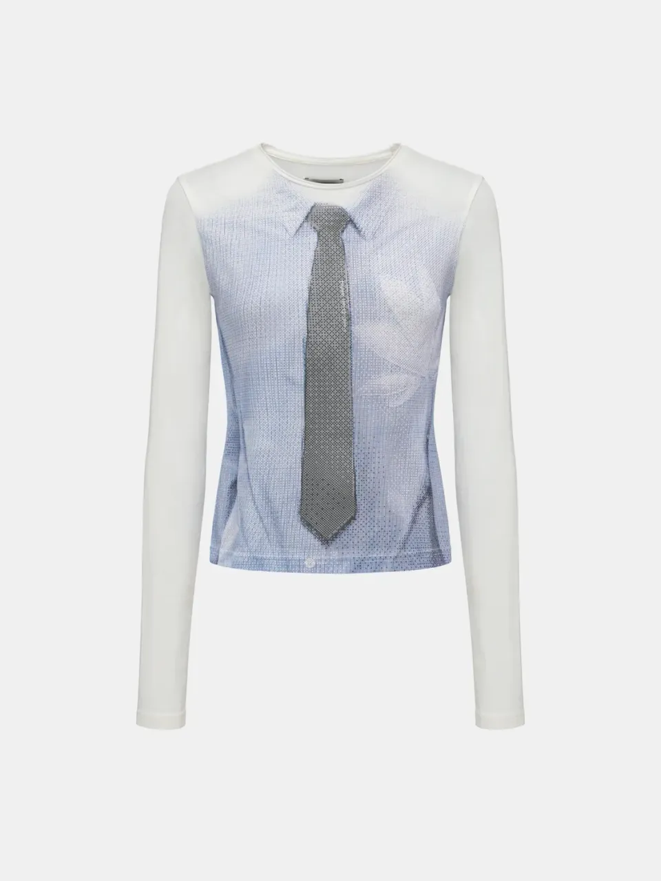 Feng Chen Wang Dislocated Collar Tie-Print Tee langærmet