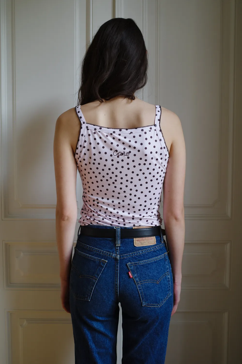 Caro Editions Jersey tanktop Pink Dots stræk