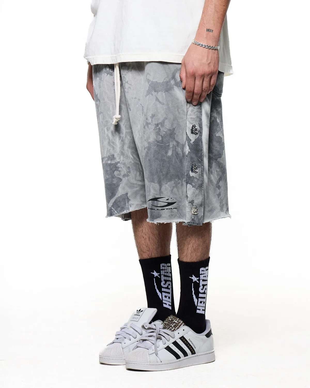 Hellstar Marble Mirror Face sweatshorts grå snap