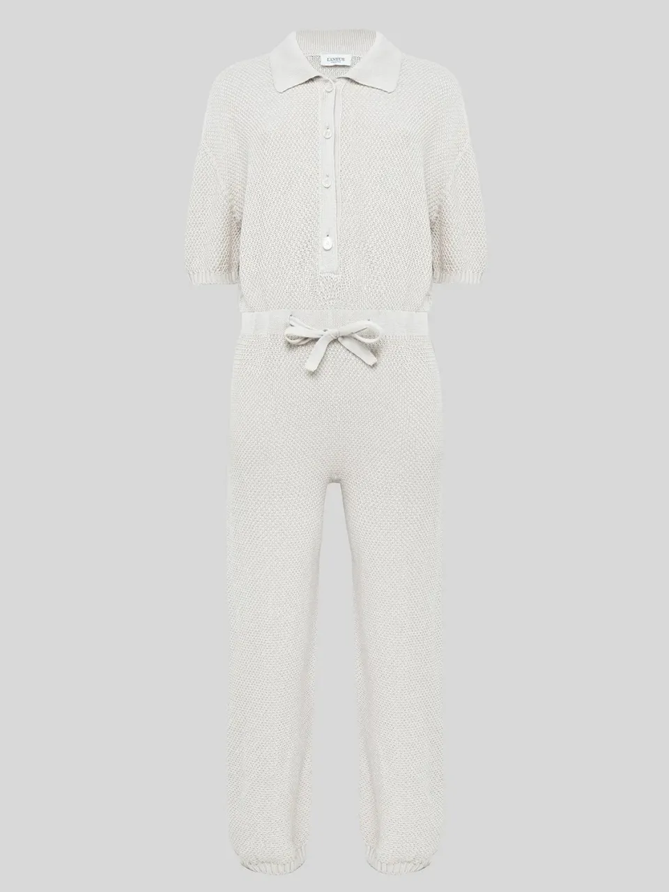 Laneus Knit jumpsuit creme bomuld bindebælte