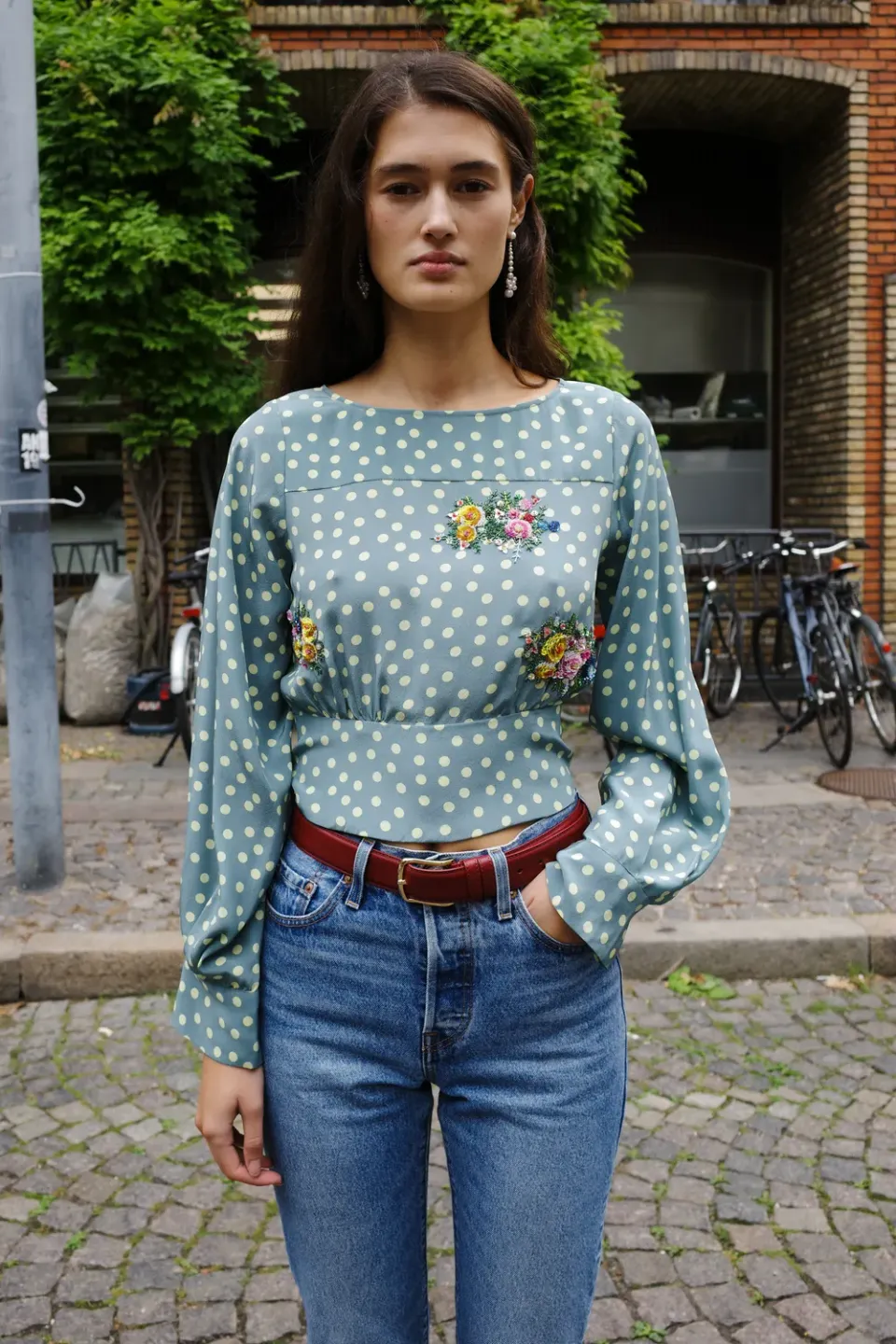 Caro Editions Olga top silke prikket crepe S-L