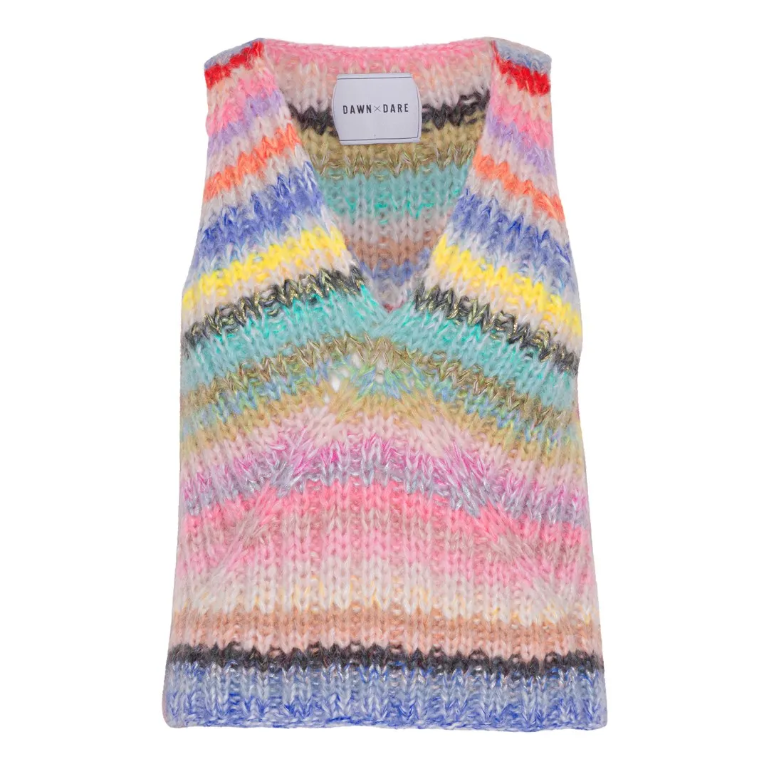 DAWNXDARE FELINE MULTI STRIPE DS strik top multi
