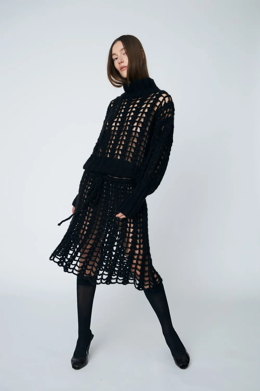 DAWNXDARE Emma Crochet nederdel 199 Black hæklet sort