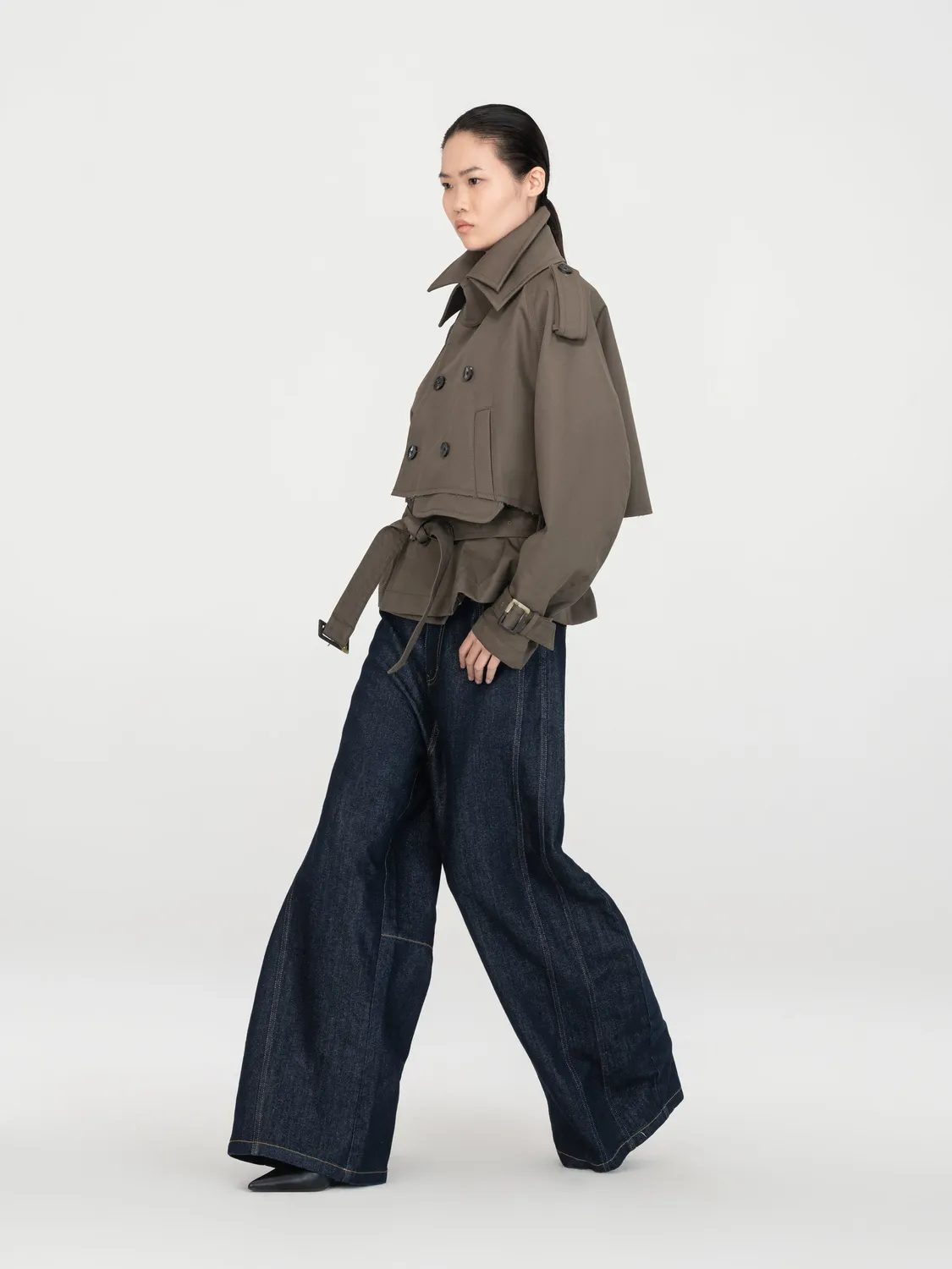 Feng Chen Wang Deconstructed Short trenchcoat bælte dame