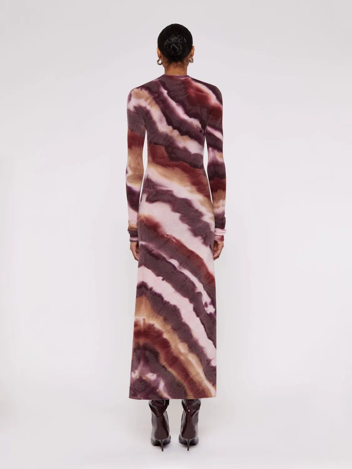 Laneus lang strikkjole uld cashmere multifarvet