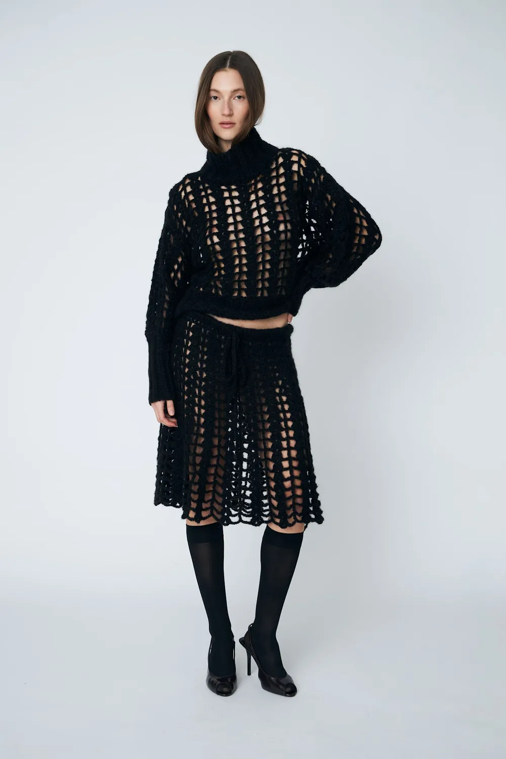 DAWNXDARE Erica Crochet pullover 199 Black hulmønster