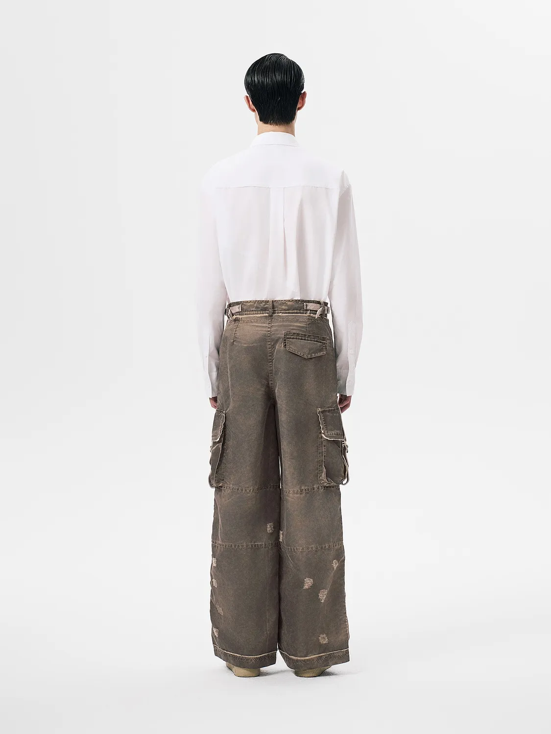 Feng Chen Wang Sandwashed cargobukser rødbrun