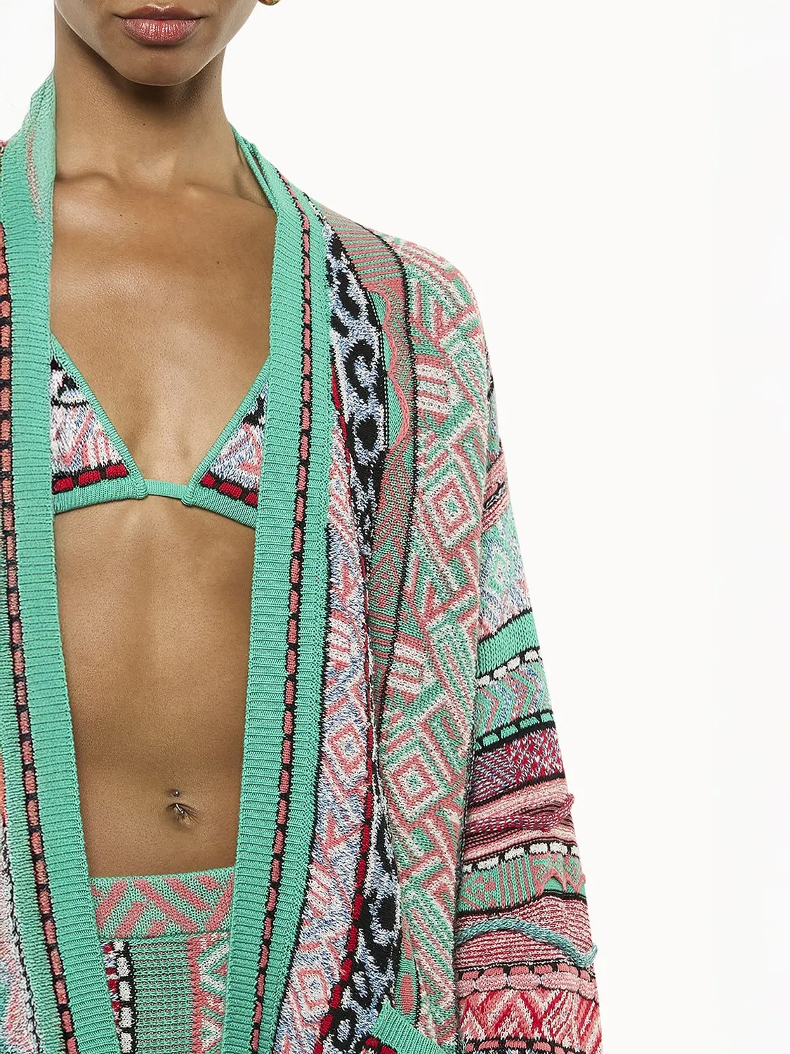 Laneus Multi-Thread Jacquard Over Cardigan emerald bomuld