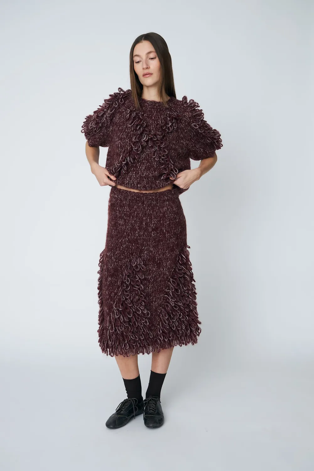 DAWNXDARE ESTELLE DIAMOND CREW strik top 340 raisin