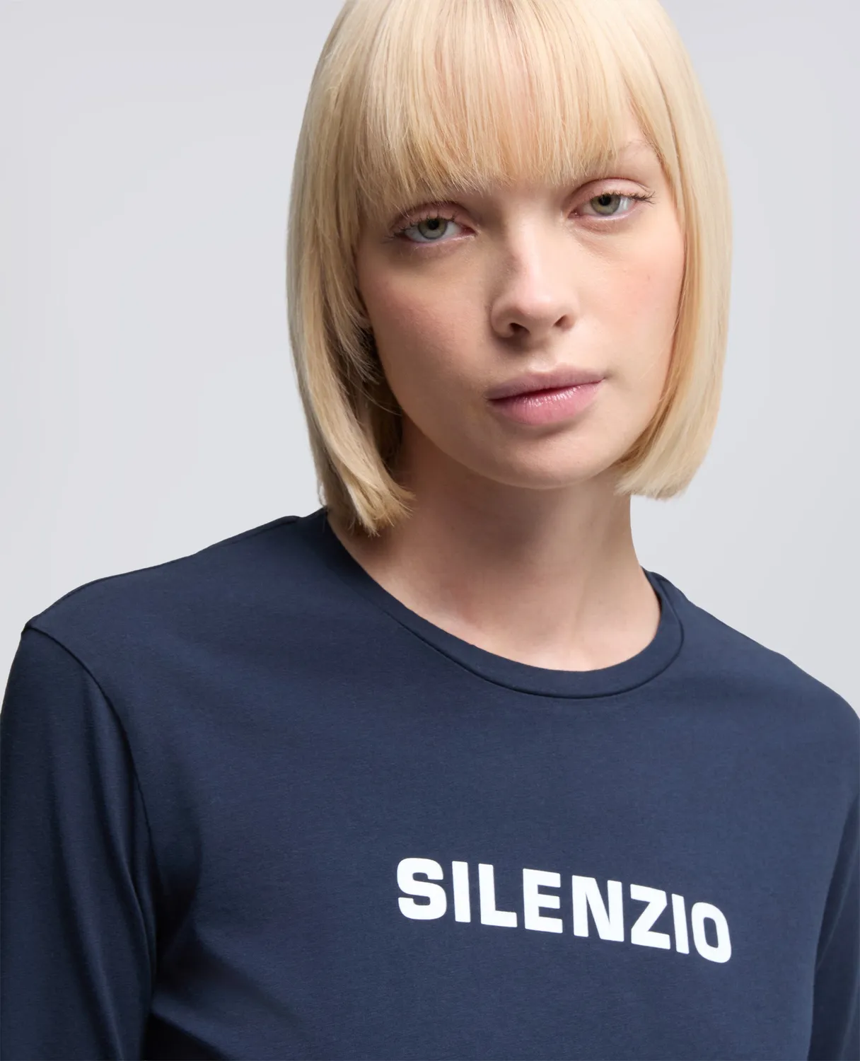 Aspesi Silence langærmet t-shirt navy bomuld